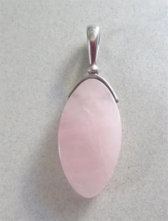 Genuine Pink Rose Quartz Sterling Silver Pendant Fine Jewelry Chakra