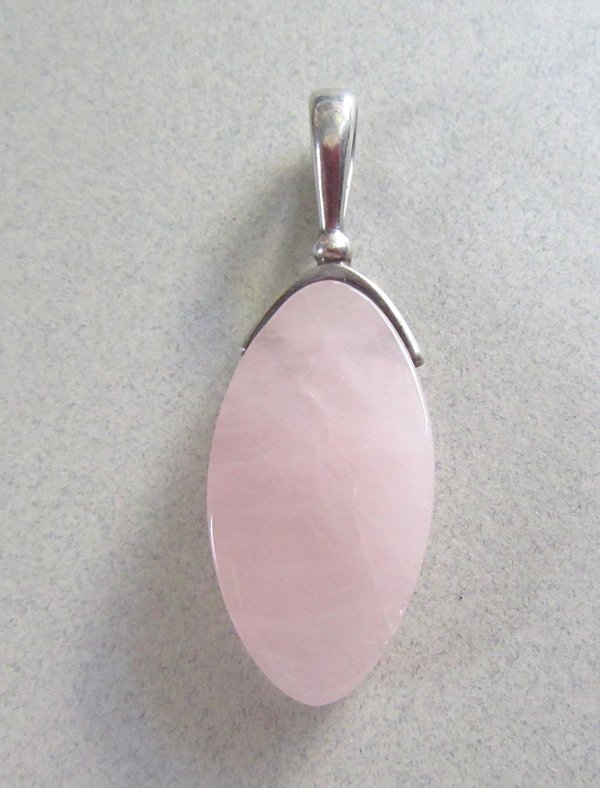 Genuine Pink Rose Quartz Sterling Pendant Fine Jewelry 