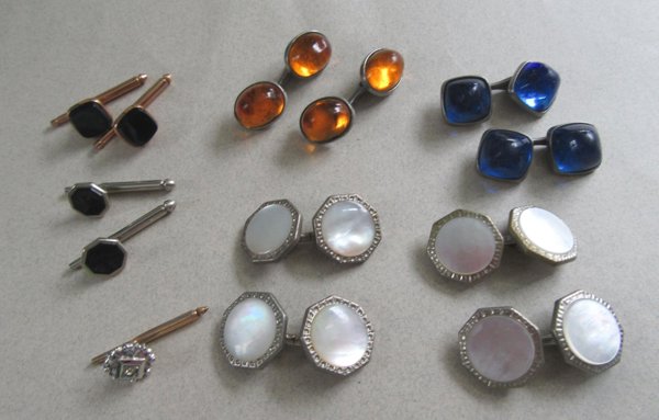 Victorian and Up Cufflinks Lot Mother of Pearl Glass