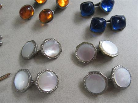 Victorian and Up Cufflinks Lot Mother of Pearl Glass