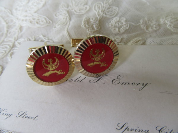 Vintage Shriner HIT Signed Cufflinks Fraternal Mens Jewelry 
