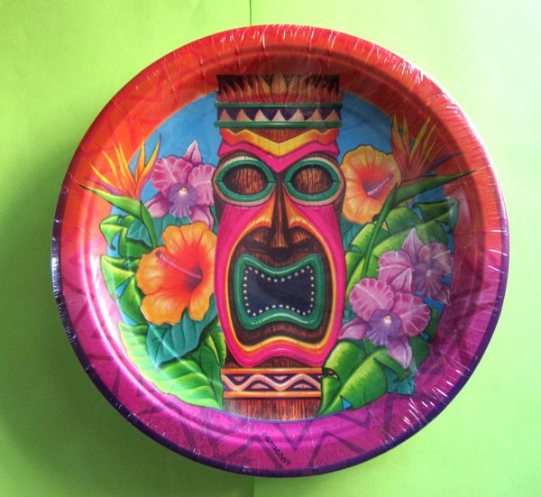 Retro Tiki Paper Plates Lot 18 Count Luau Party Supplies Hawaiian 