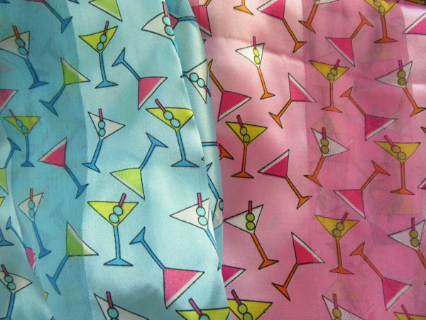 Ladies Martini Scarf Blue or Pink Bartender Gift 