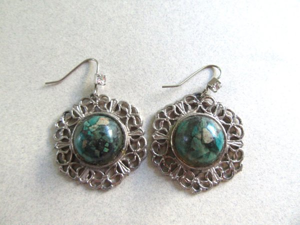 Vintage Eliat Stone Earrings Signed Jerusalem Israel Judea Jewelry 