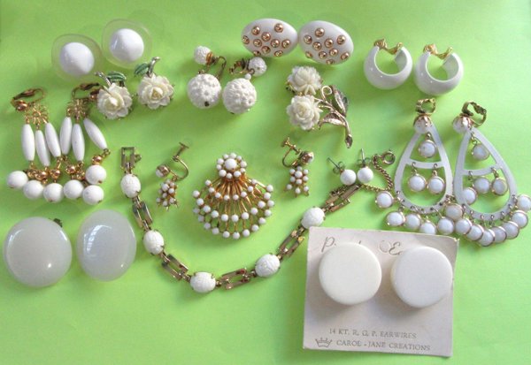 Vintage Jewelry Lot Pins Earrings Bracelet