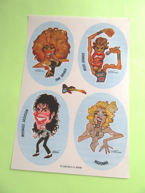 Vintage 1980's Sticker Lot 41 Sheets Tina Turner Mick Jagger Madonna Michael Jackson Music Memorabilia