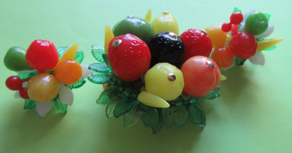 Vintage Fruit Salad Pin Set Hong Kong 