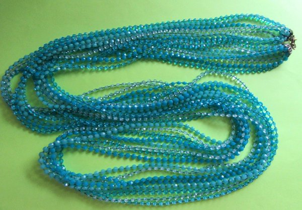 Mod 1960's Long Blue Necklace Vintage Jewelry 