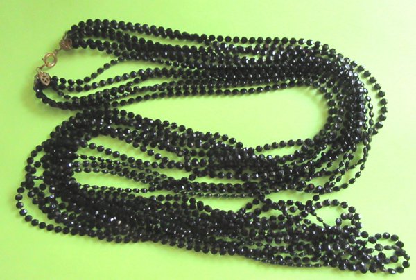 Mod 1960's Long Black Necklace Vintage Jewelry 