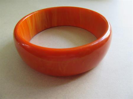 Vintage Bakelite Bangle Bracelet Pumpkin Orange Swirls Fall Colors