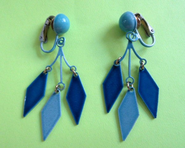 Mod 1960's Blue Earrings Vintage Jewelry