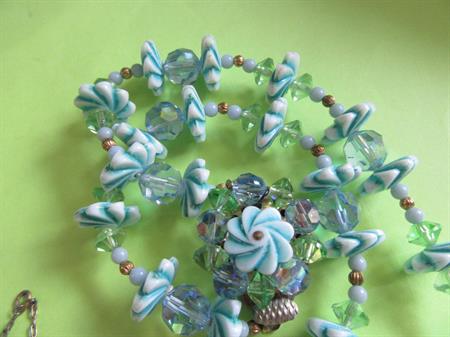 Vintage Blue Crystal Necklace Set 1950's Accessories 