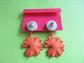 Retro Mod Style Orange Daisy Pierced Earrings Costume Jewelry Party Accessories