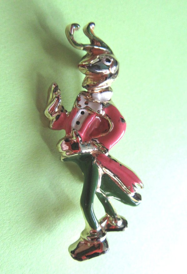 Anthropomorphic Pin Grasshopper Vintage Jewelry 