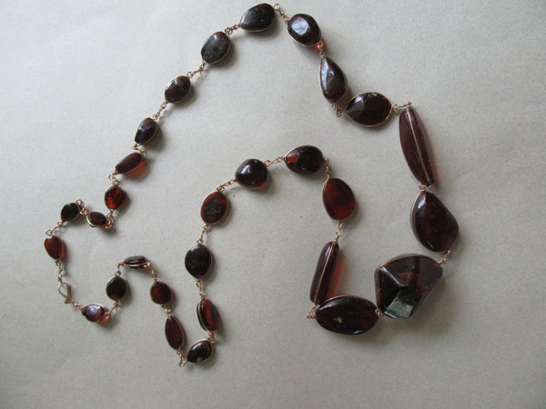 Vintage Genuine Amber Wire Necklace 