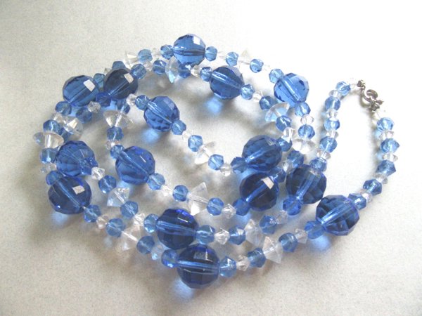Vintage Blue and White Crystal Necklace