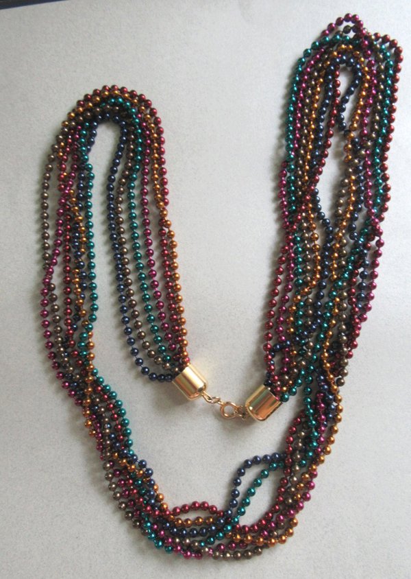 Vintage 1980's Necklace Metal Multi Color Chain 
