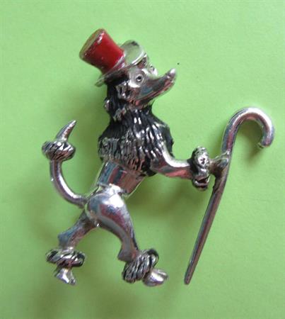 Vintage Anthropomorphic Dapper Poodle Pin Figural Costume Jewelry