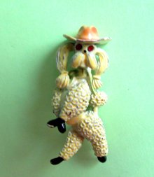 Anthropomorphic Cowboy Poodle Pin JJ Signed Jewelry 