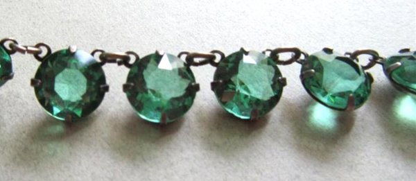 Art Deco Rivière Green Crystal Necklace Vintage Jewelry