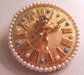 Vintage Clock Pin Angel Center Costume Jewelry
