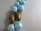 Bakelite and Blue Faux Pearl Multi Strand Unsigned Necklace Vintage Costume Jewelry