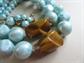 Bakelite and Blue Faux Pearl Multi Strand Unsigned Necklace Vintage Costume Jewelry