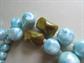 Bakelite and Blue Faux Pearl Multi Strand Unsigned Necklace Vintage Costume Jewelry