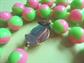 Mod Pink and Green Puzzle Necklace Hong Kong 1960's Costume Jewelry '60's Accessories Twiggy 