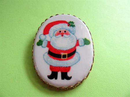 1970's Santa Claus Transfer Pin Christmas Holiday Costume Jewelry 