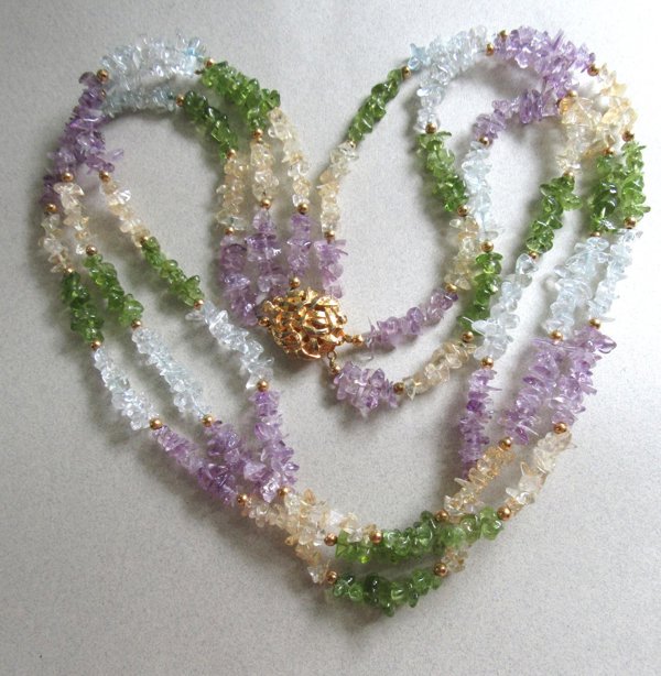 Gemstone Necklace Amethyst Aquamarine Peridot Citrine Genuine Stone Chakra