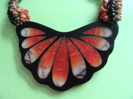1980's Apple Coral Butterfly Necklace Vintage Jewelry Monarch 