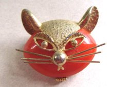 Vintage Bakelite Orange Cat Pin