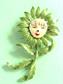 Anthropomorphic Flower Pin JJ Jonette Vintage Costume Jewelry Figural