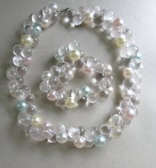 1980's Lucite Bubble Necklace Set Vintage Jewelry