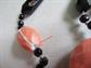 1920's Art Deco Glass Necklace Orange Black Halloween Colors Gatsby Party Vintage Costume Jewelry