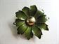 1960's Avocado Flower Pin Vintage Costume Jewelry Mod Enameled Fall Colors