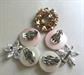 Small Vintage Jewelry Lot Rhinestone Wreath Pin Faux Pearl Button Earrings Japan and  Sarah Coventry