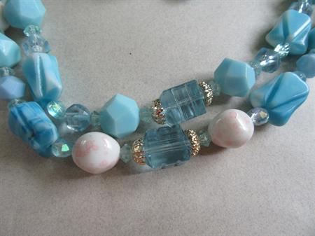 Western Germany Blue Glass Lucite Necklace Vintage Jewelry