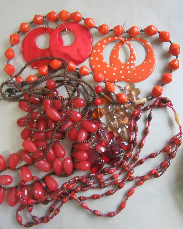 Vintage Orange Jewelry Lot 
