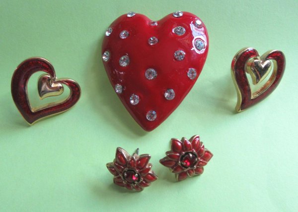 Rhinestone Heart Jewelry Lot  I Love You Valentines