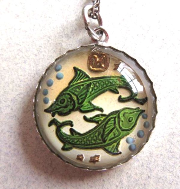 Vintage Sterling Pisces Bubble Necklace March February Birthday Zodiac