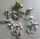 Mod Vintage Flower Pin Lot  Dorothy Ann Bone China Brooch Western Germany Clip On Earrings Vintage Costume Jewelry