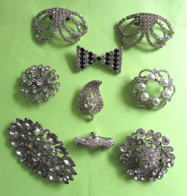Vintage Rhinestone Jewelry Lot Brooches