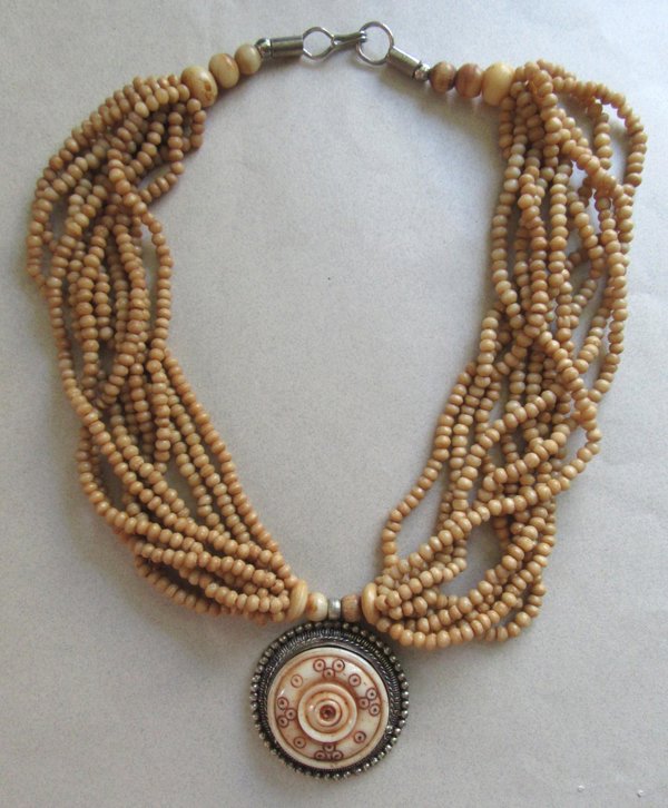 Faux Carved Bone Necklace Tribal Jewelry