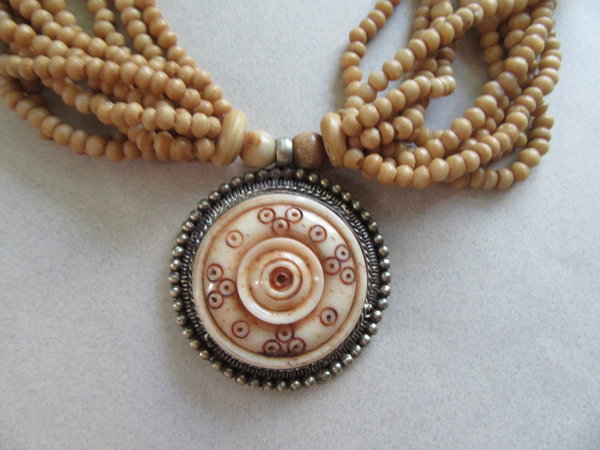 Faux Carved Bone Necklace Tribal Jewelry