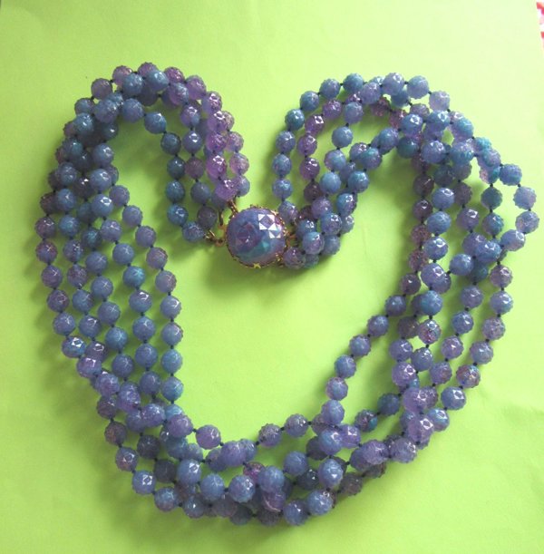 Vintage 1960's Purple Blue Necklace