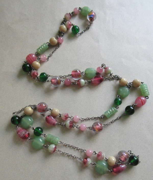 Long Art Glass Watermelon Necklace 