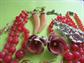 Vintage Costume Jewelry Lot  Pink Raspberry Necklace Orchid  Earrings Pins