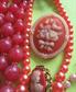 Vintage Costume Jewelry Lot  Pink Raspberry Necklace Orchid  Earrings Pins